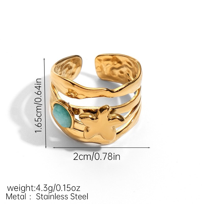 Blue starfish ring