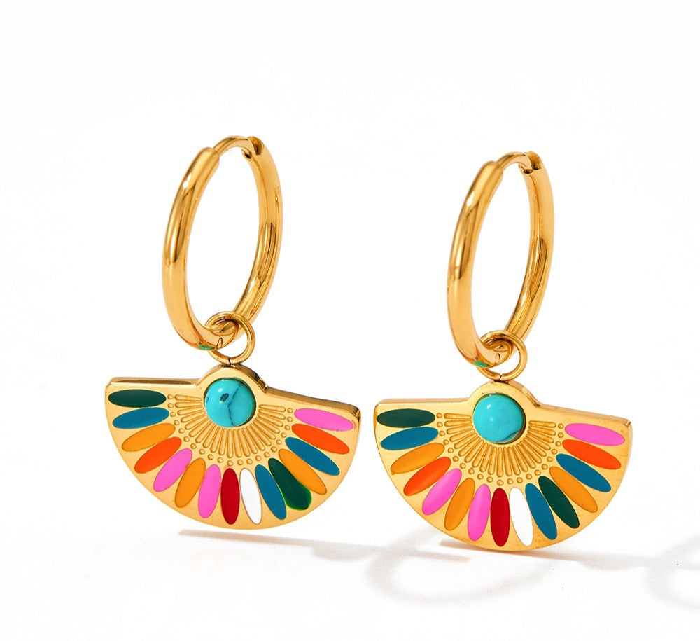 Yemen Coloful fan earrings