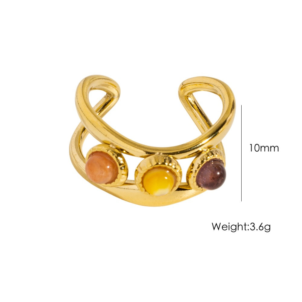 Three gems band rings