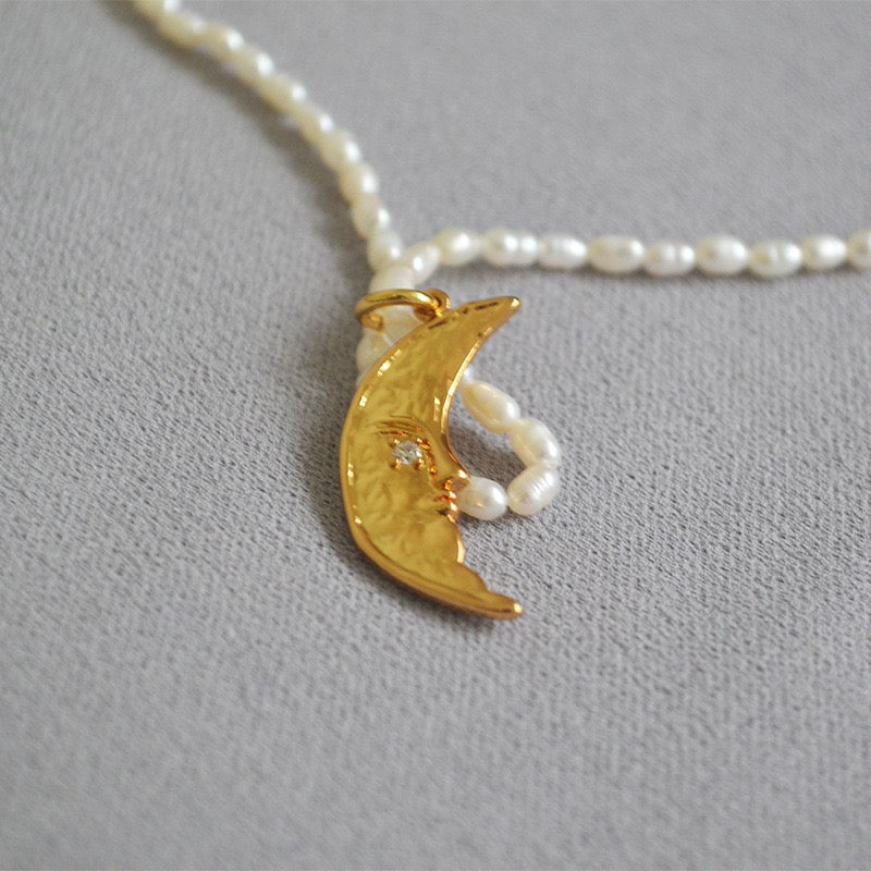 Luna moon pearl necklace