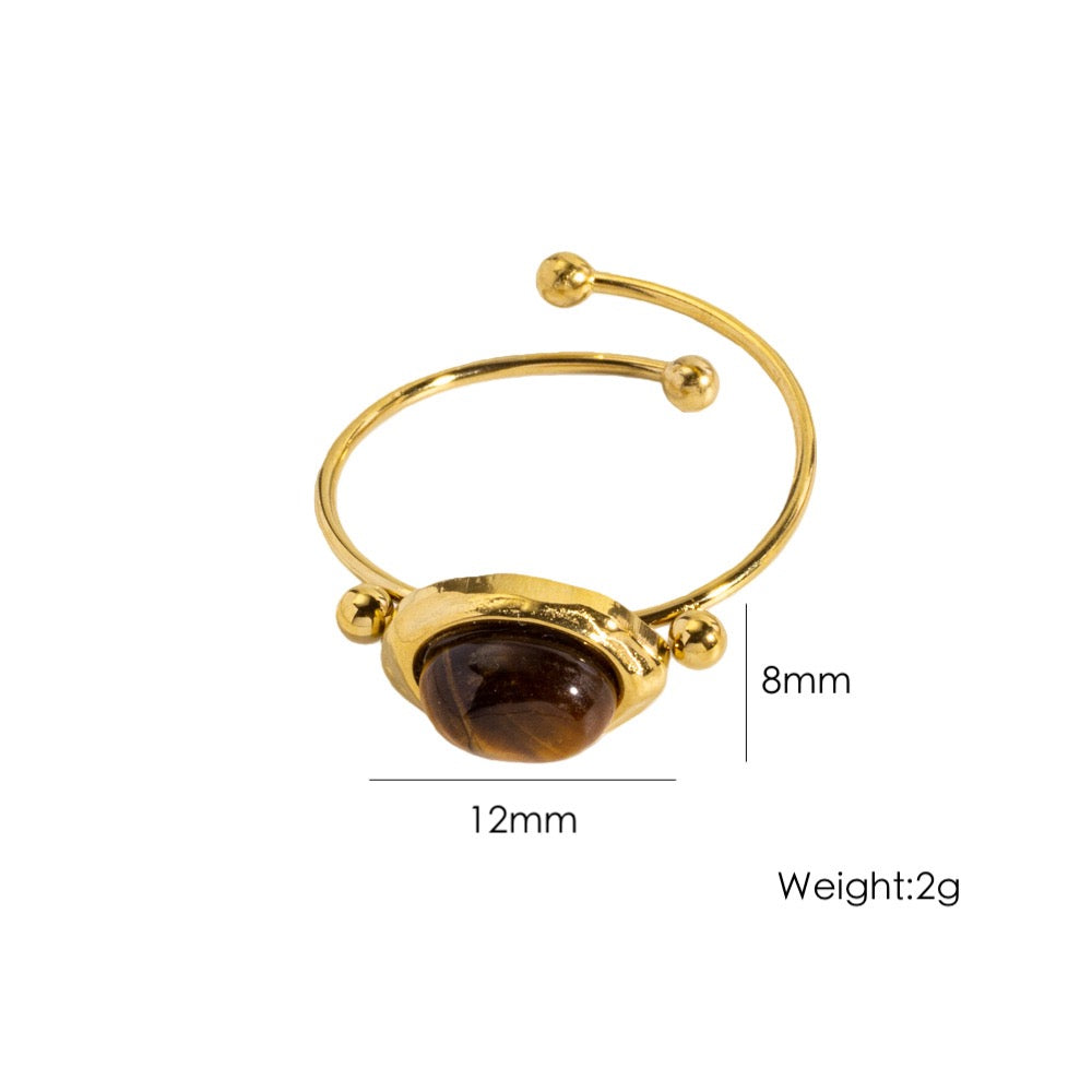 Natural stone gem rings