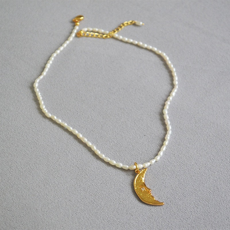 Luna moon pearl necklace