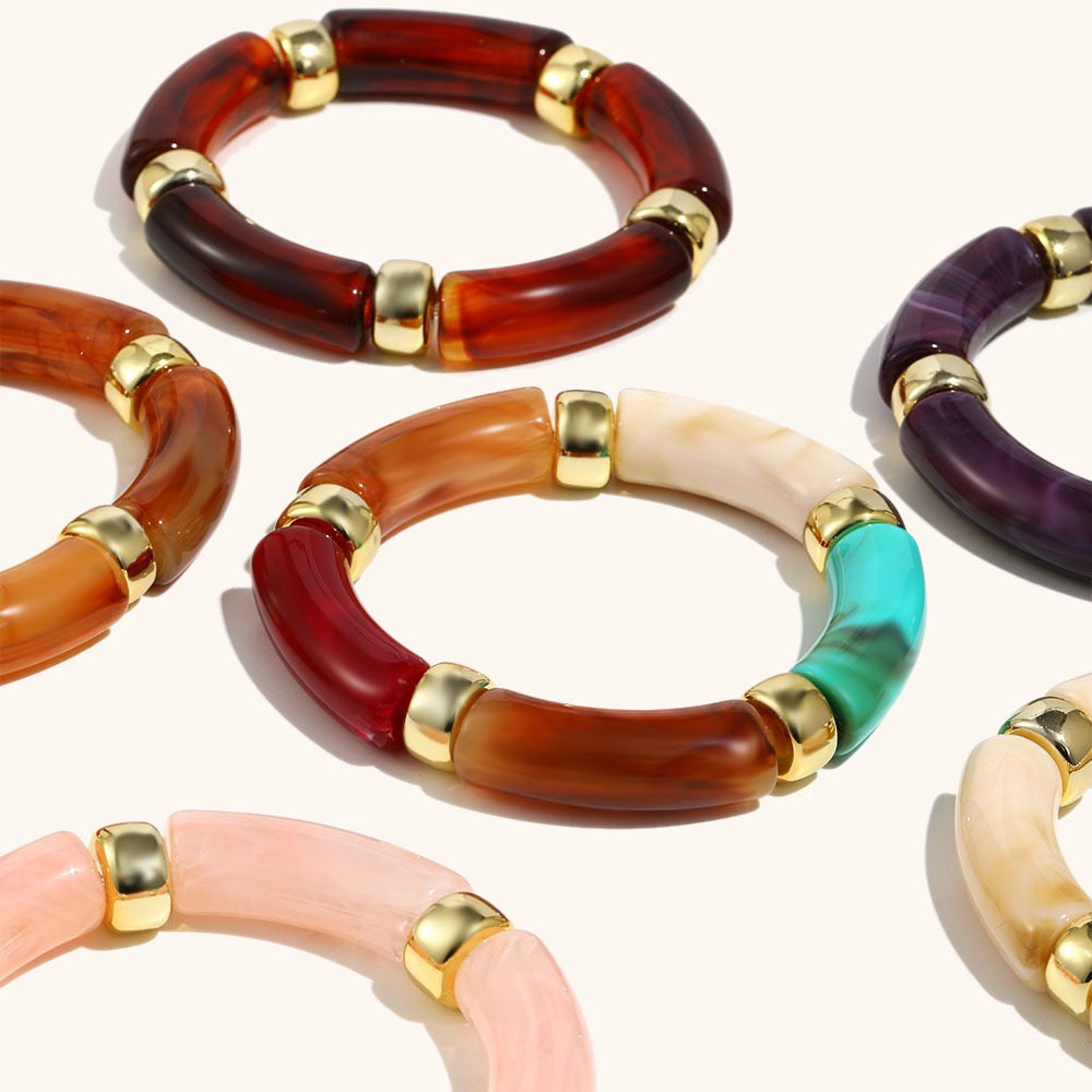 Acrylic rainbow summer bangles