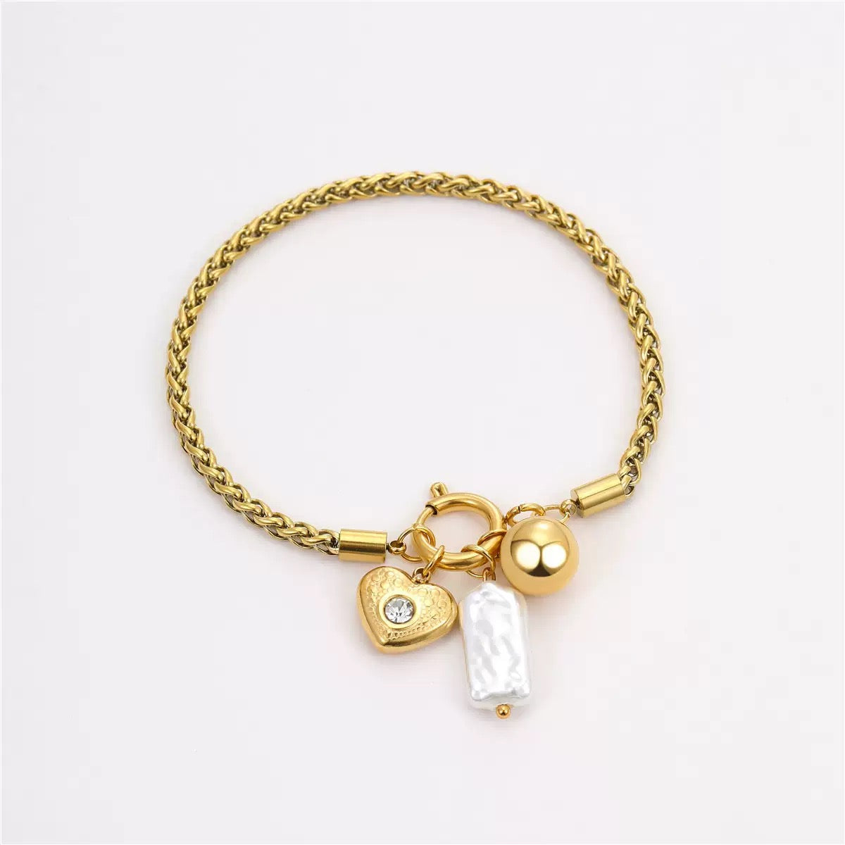 Blue shell charm bracelet