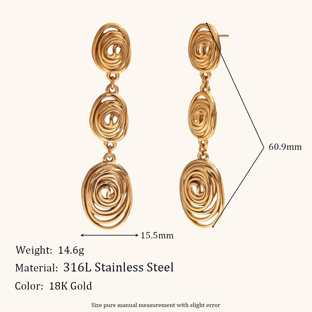 Three swirls earrings