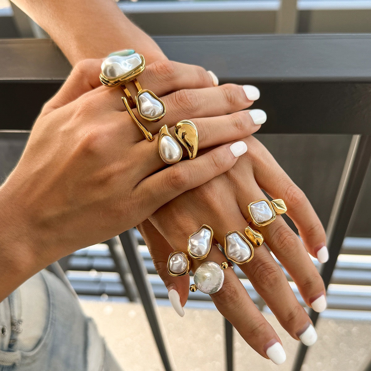 White pearly rings collection