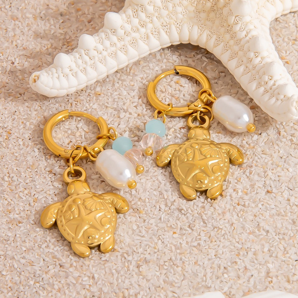 Pearly shell starfish earrings collection