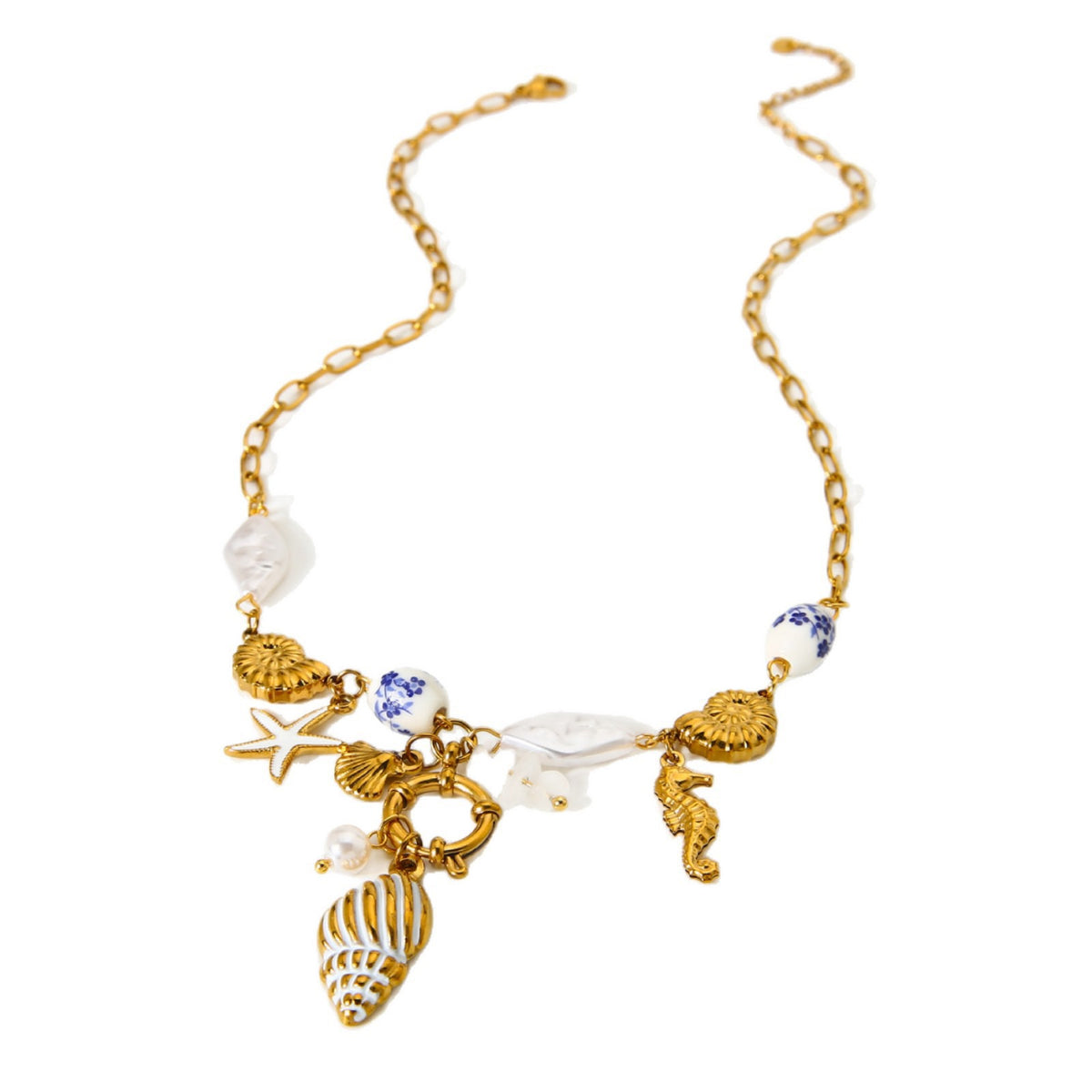 Big shell pendant charm necklace