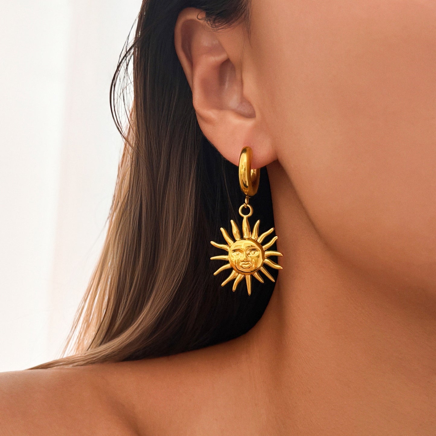 Smiley sun hoops earrings