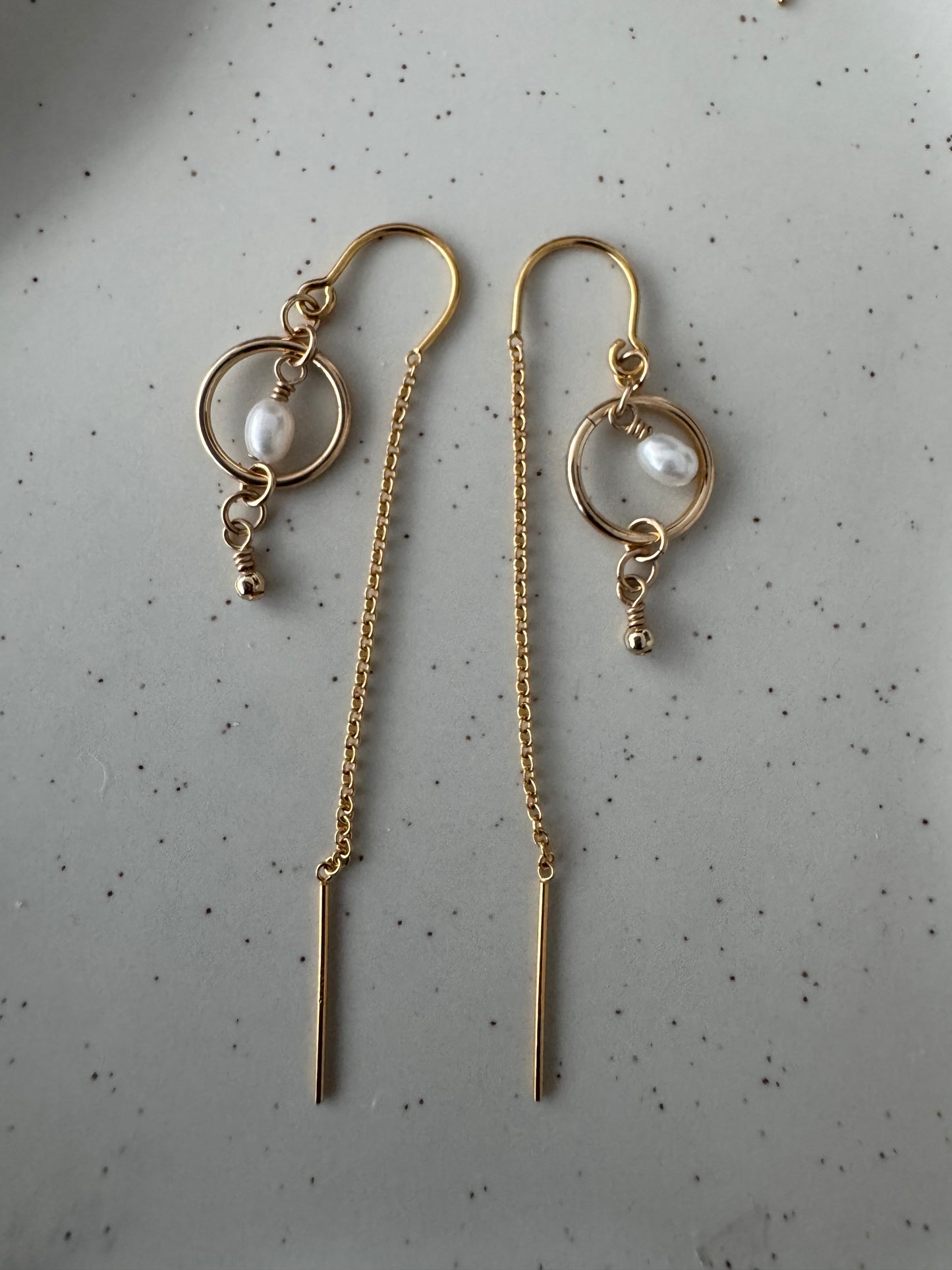 14k gold filled dainty pearly earrings