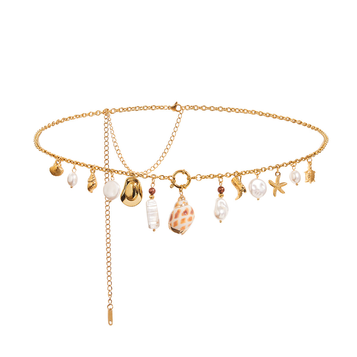 Natural shell pearly charm waist chain