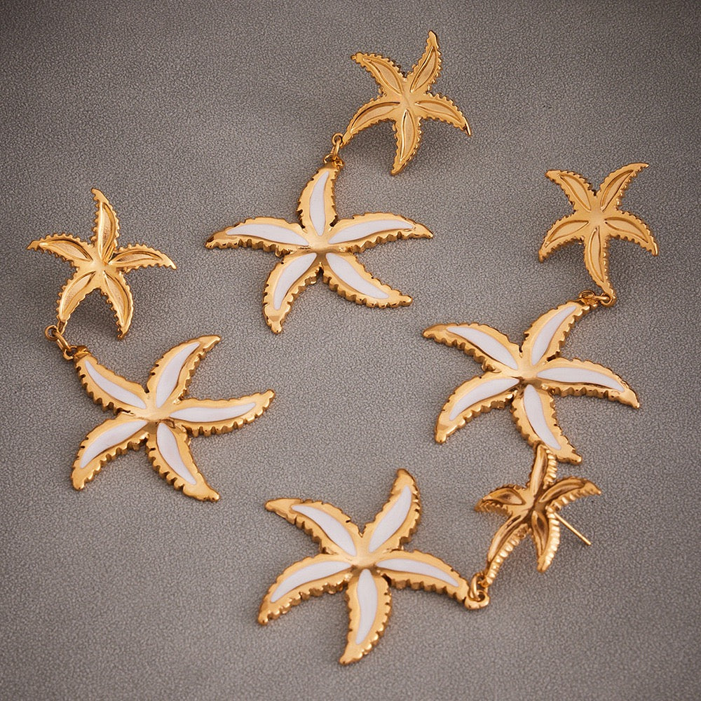 White starfish earrings