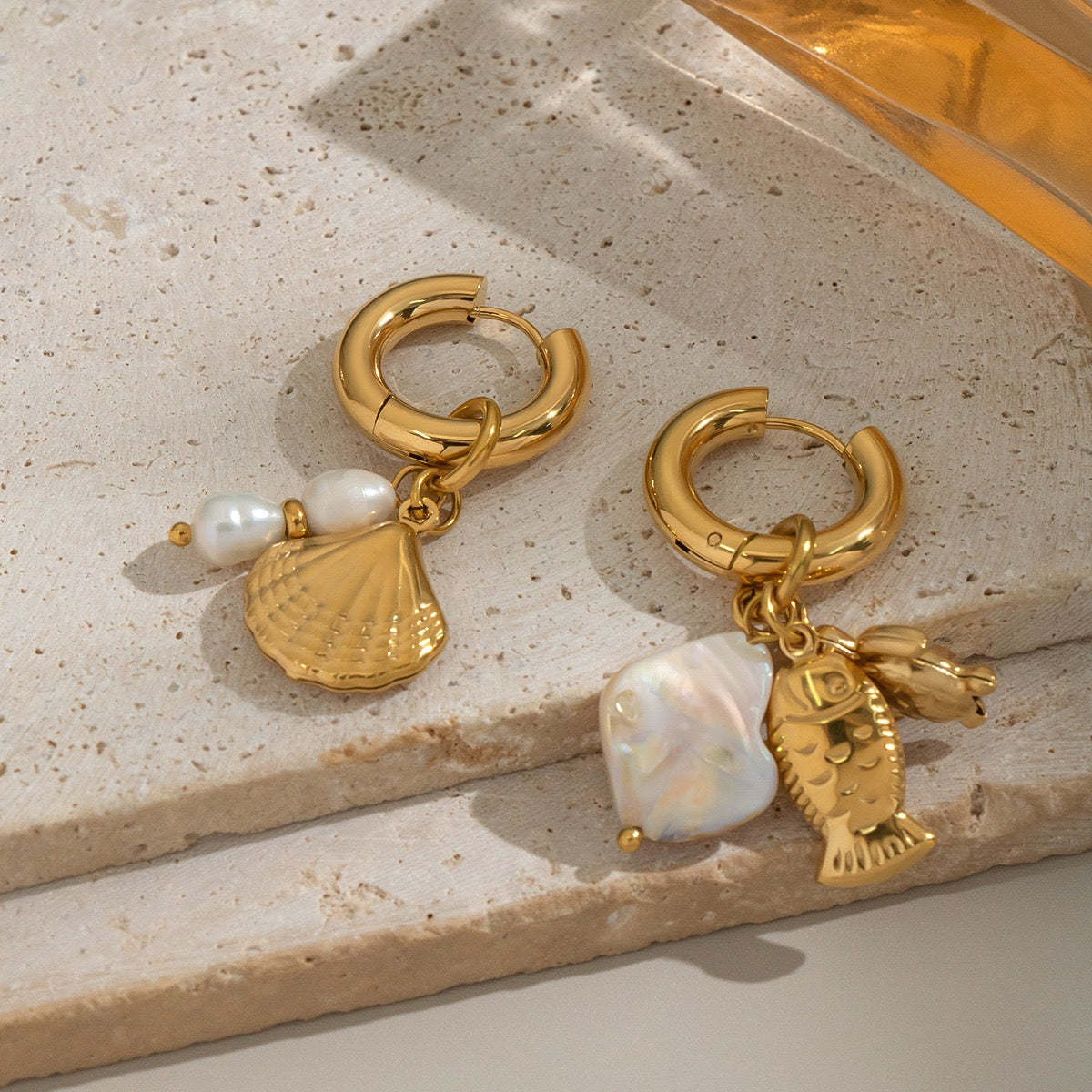 Turtle fish shell earrings