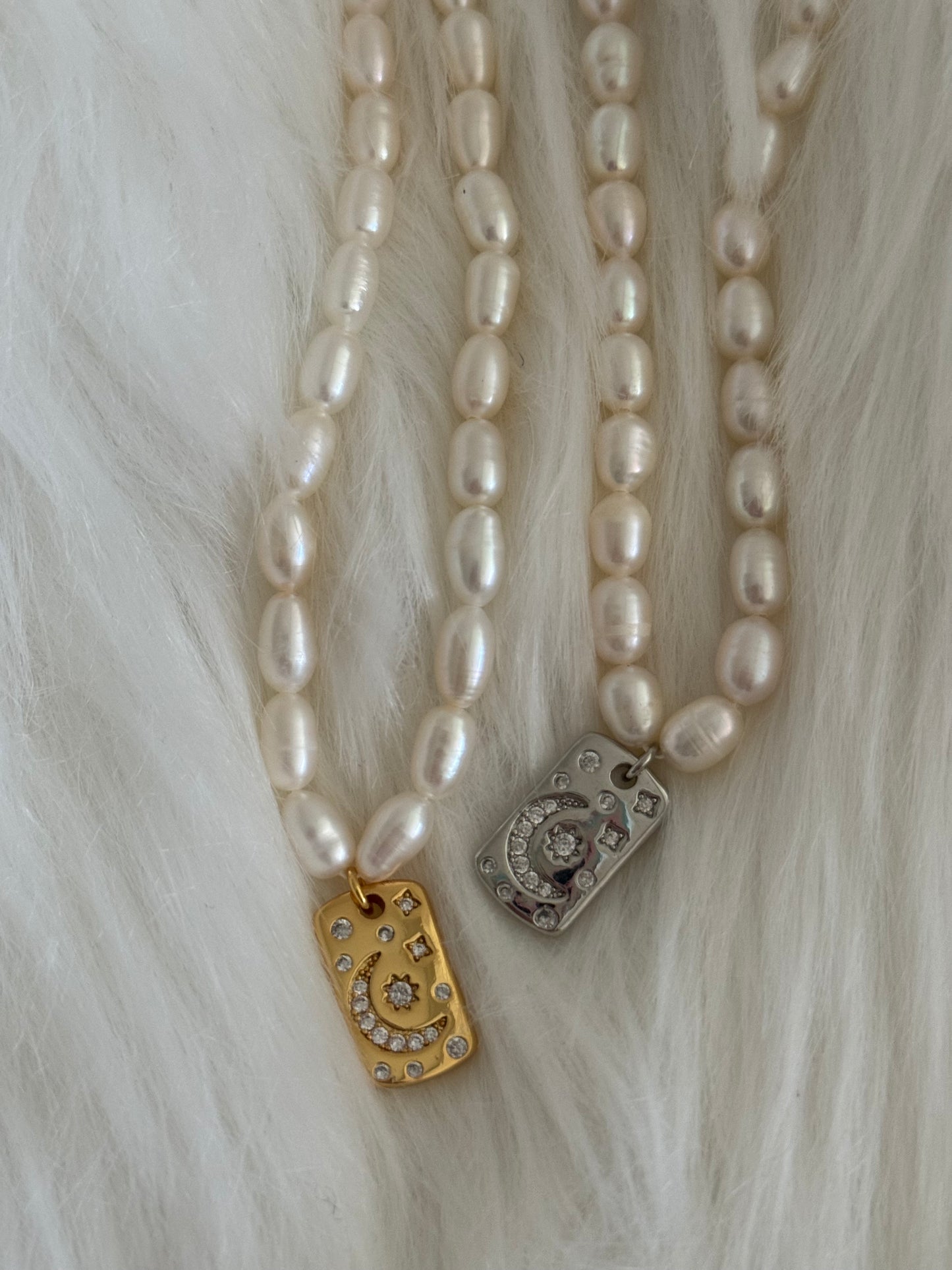 Oceania Moon star freshwater pearls necklace