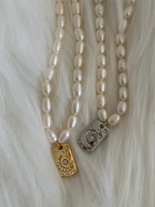 Oceania Moon star freshwater pearls necklace