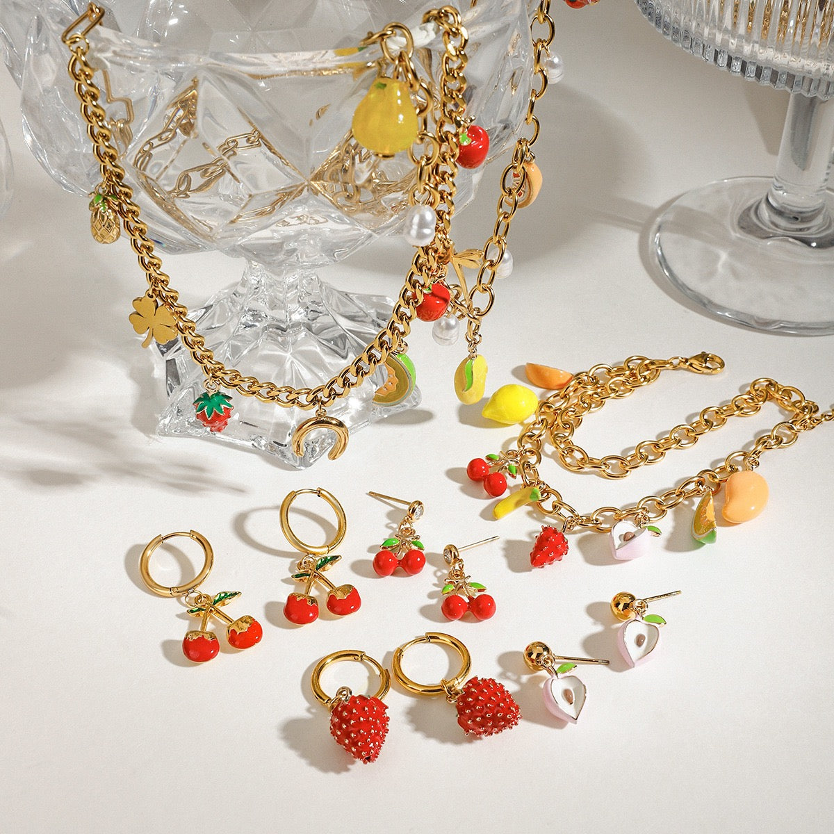 Strawberry fruit charm set collection