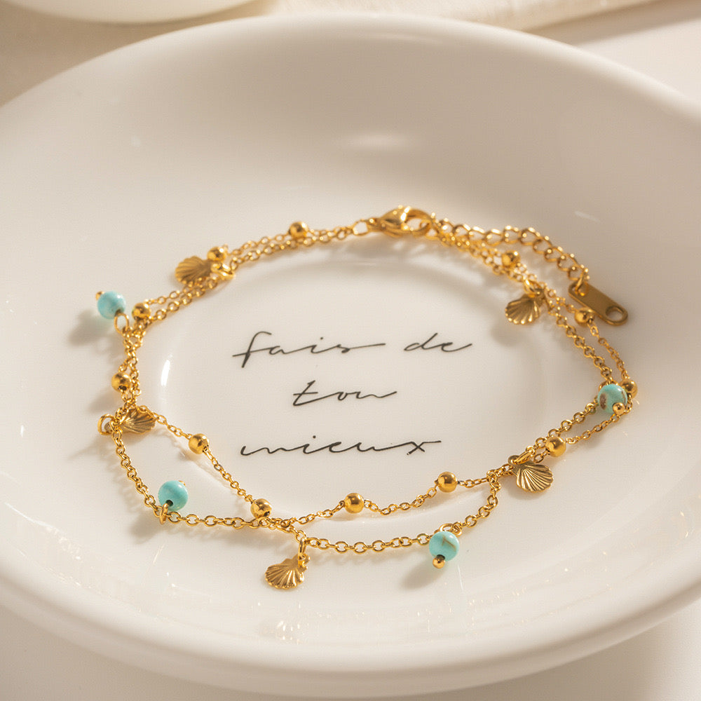 Britain Blue turquoise shell anklets
