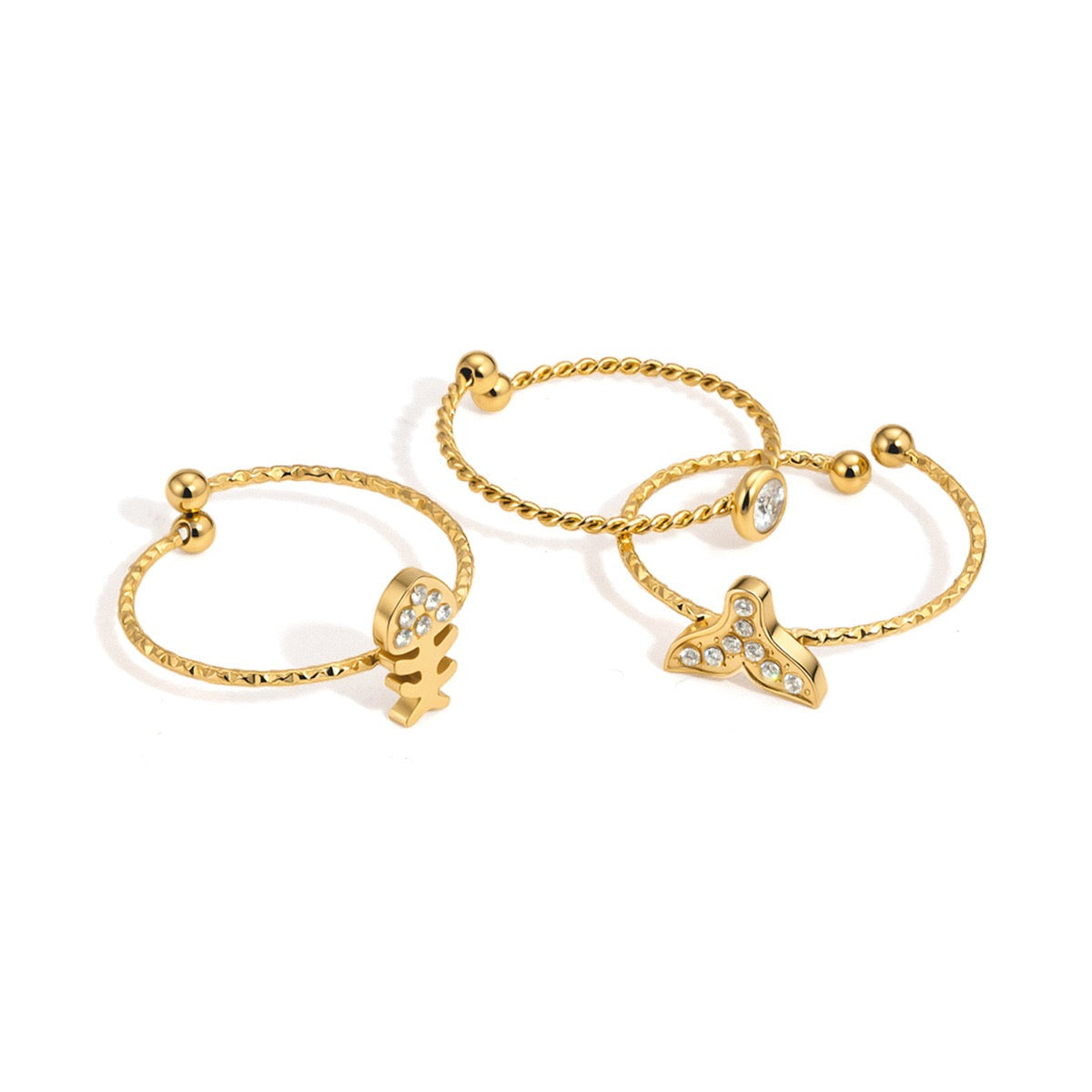Fish tale rings set of there