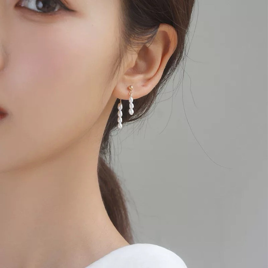 14k gold filled dainty pearly earrings