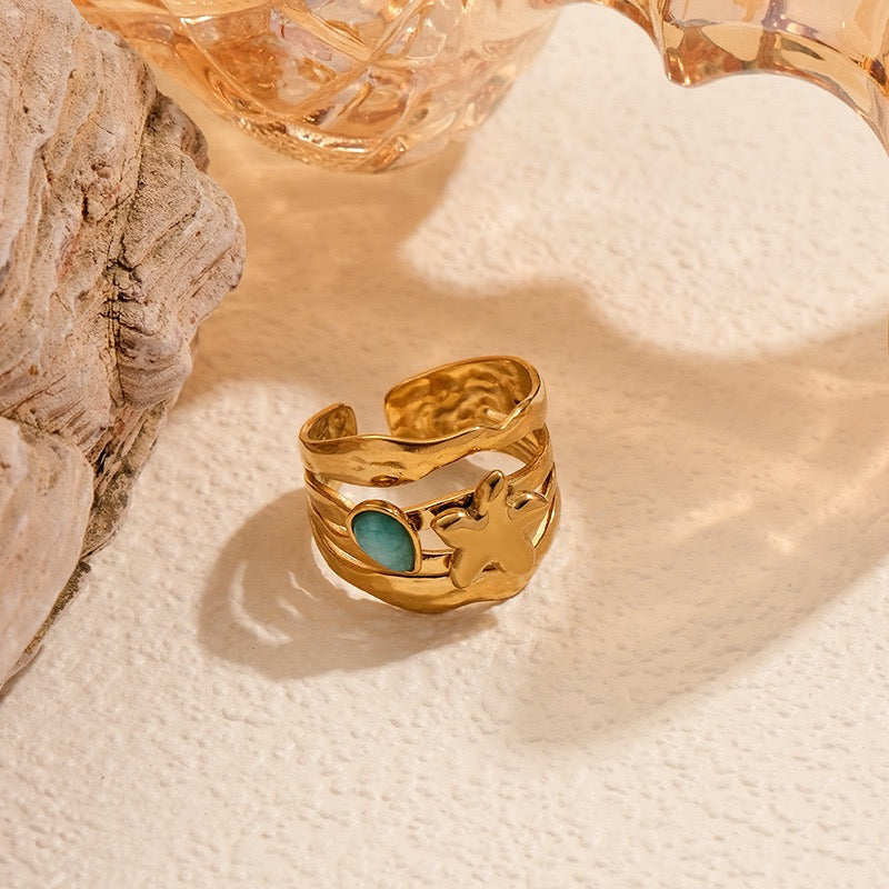 Blue starfish ring