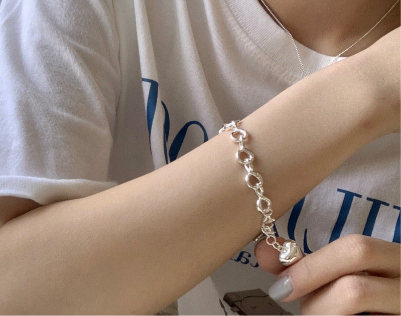 Sterling silver heart chain bracelet