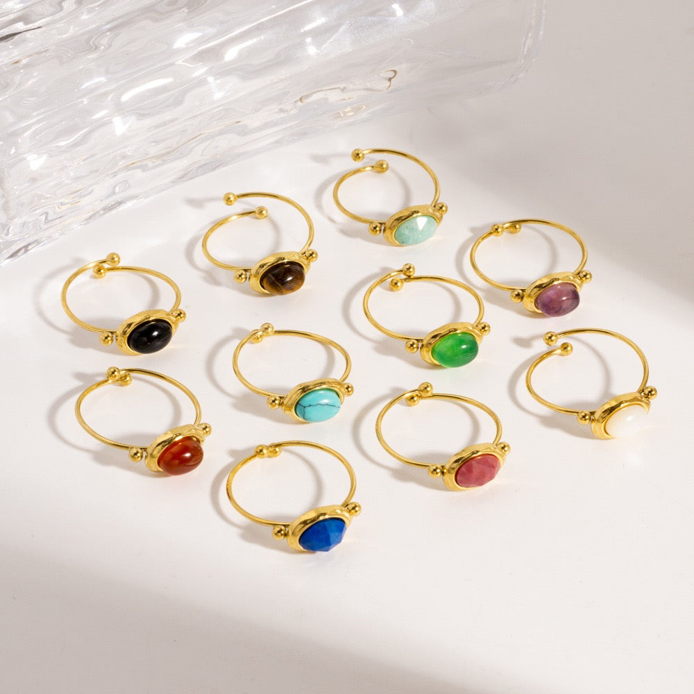 Natural stone gem rings