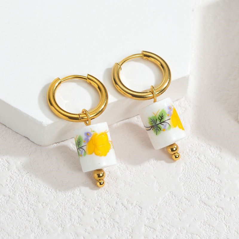 Ocean ceramic tulip hoops