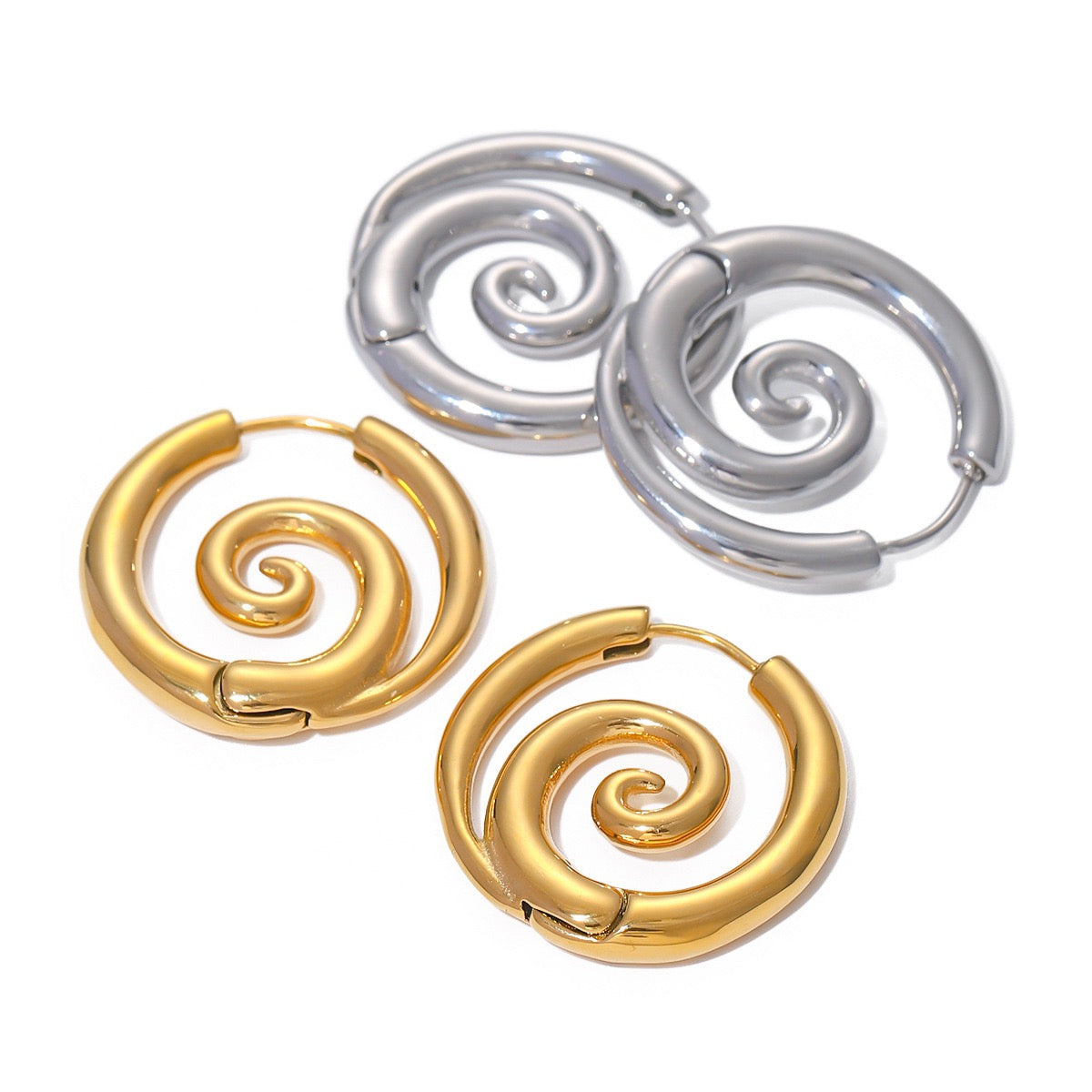 Three swirls earrings necklace collections