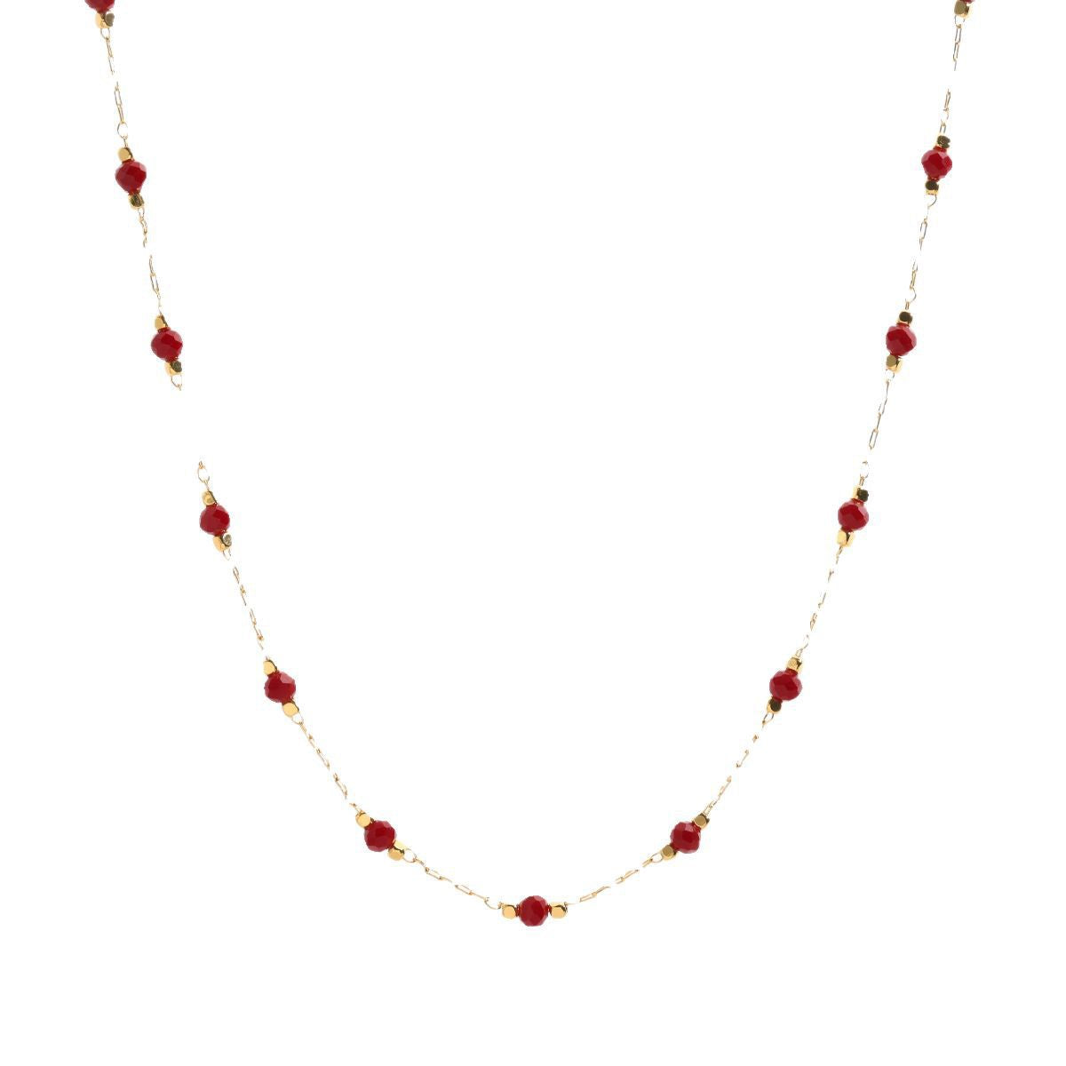 Red stone dainty necklace