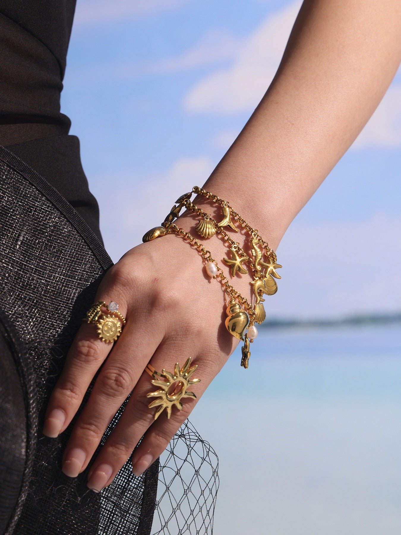 Starfish shell charm bracelet/anklet