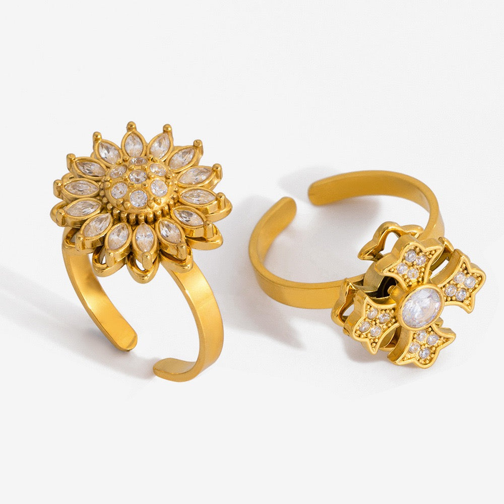 Floral Fidget Ring – Stainless Steel Spinner Ring