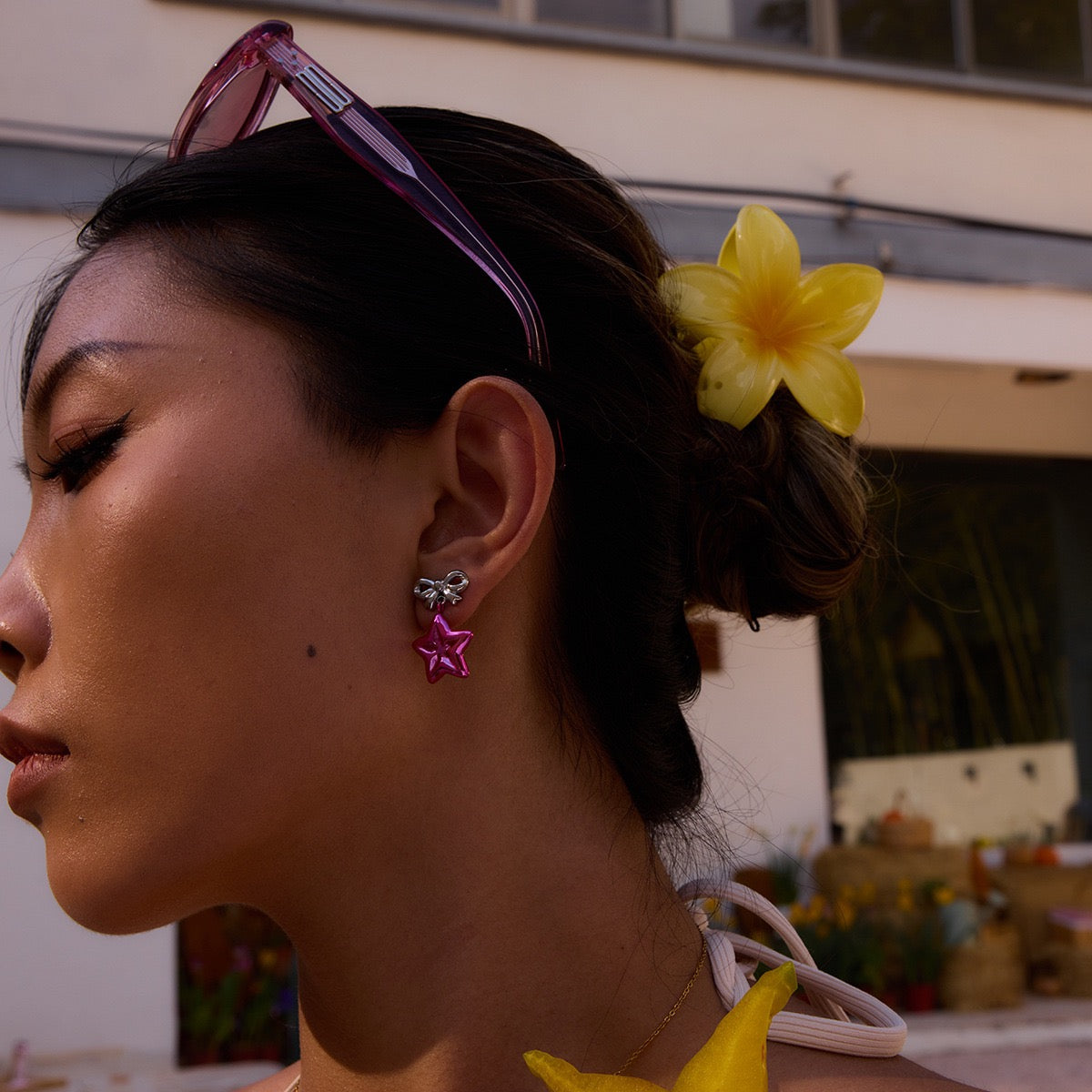 M2M pink star earrings