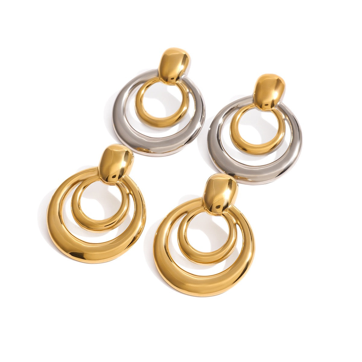 Tow tones hoop statement earrings