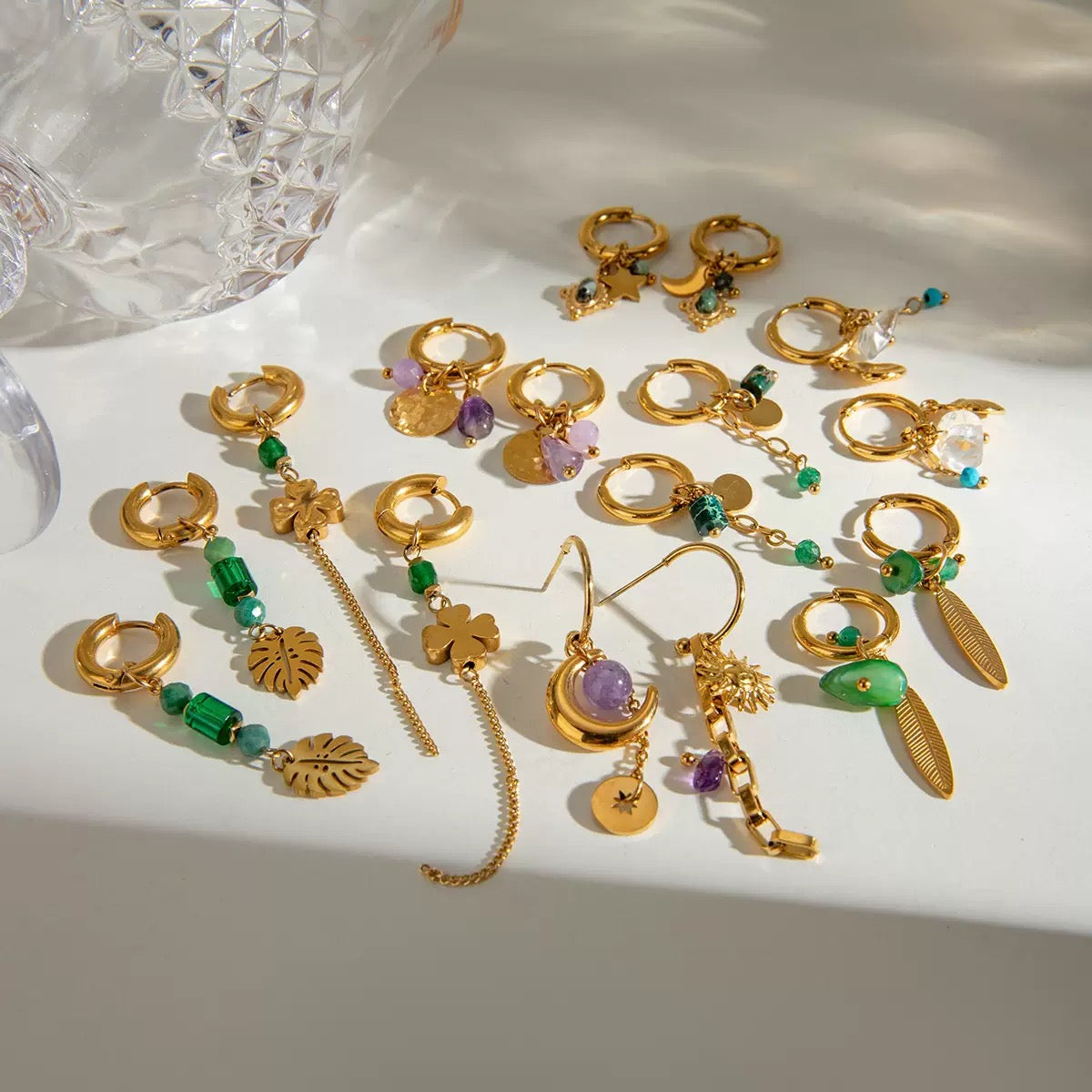Green stones earrings
