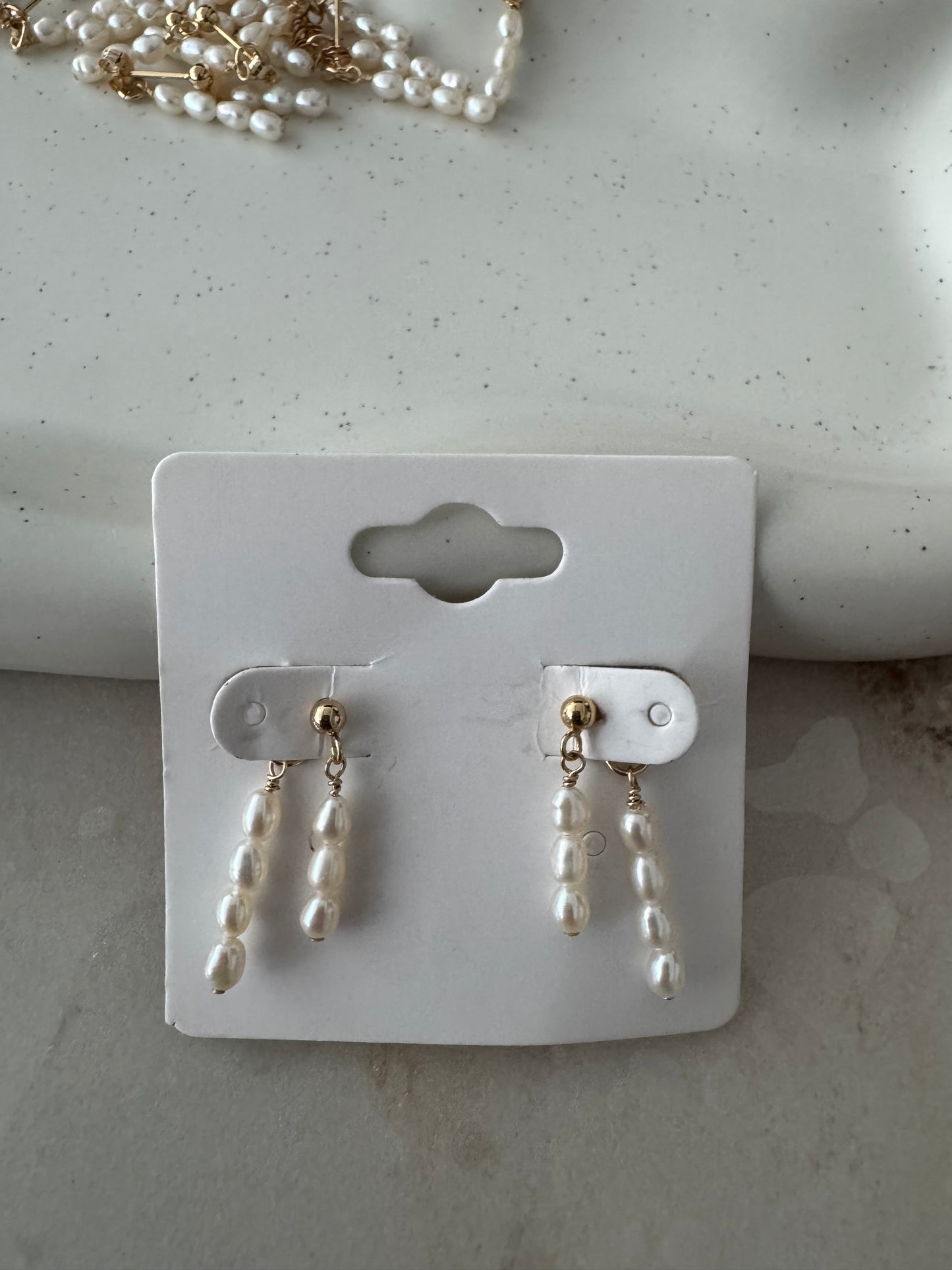 14k gold filled dainty pearly earrings