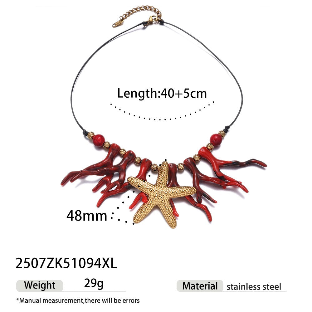 Red coral pendant necklace