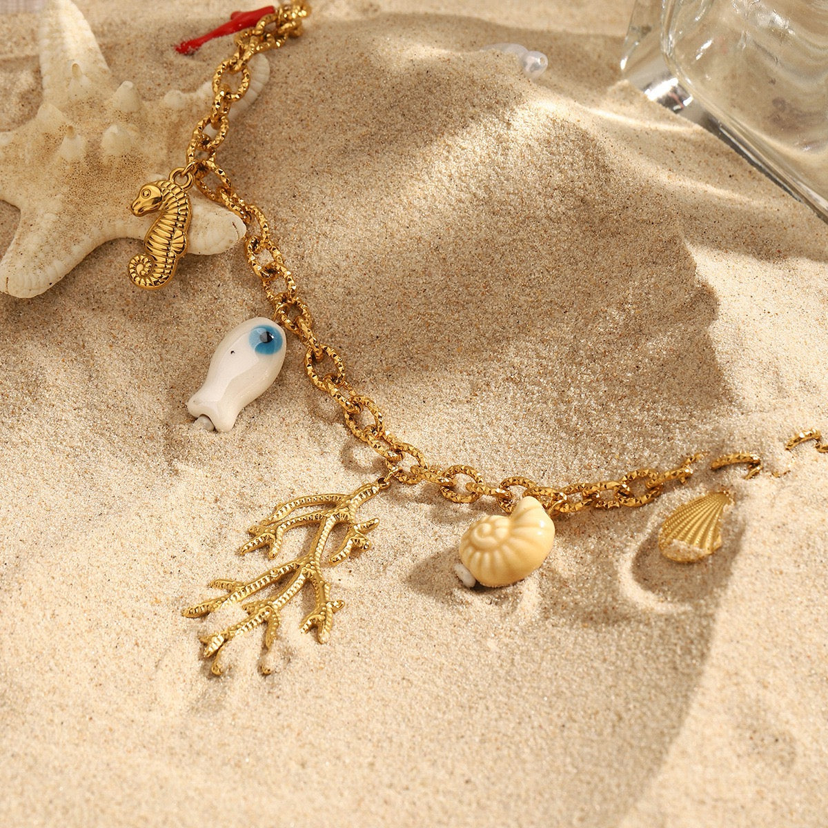 Red coral pendant necklace