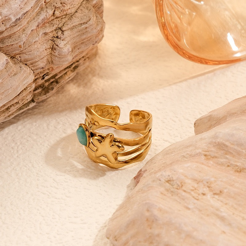 Blue starfish ring