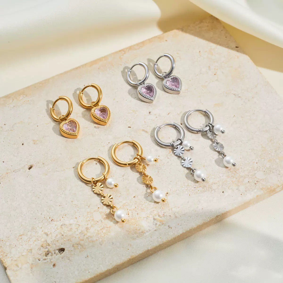 Dainty pearly hoops