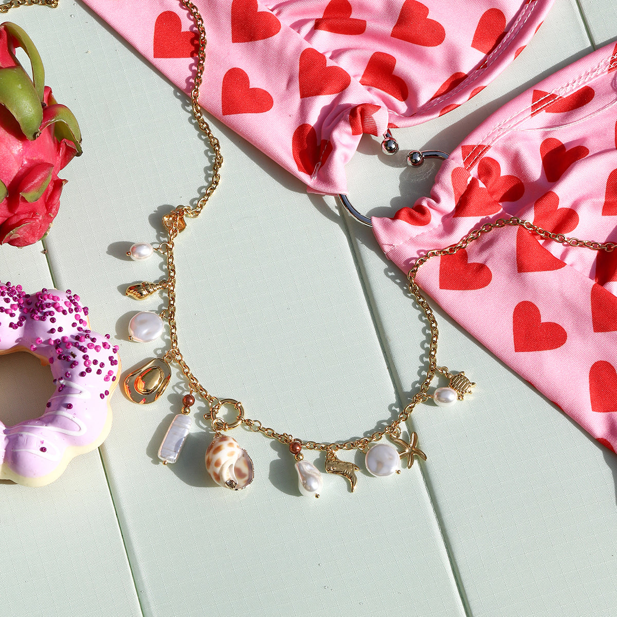 Natural shell pearly charm waist chain