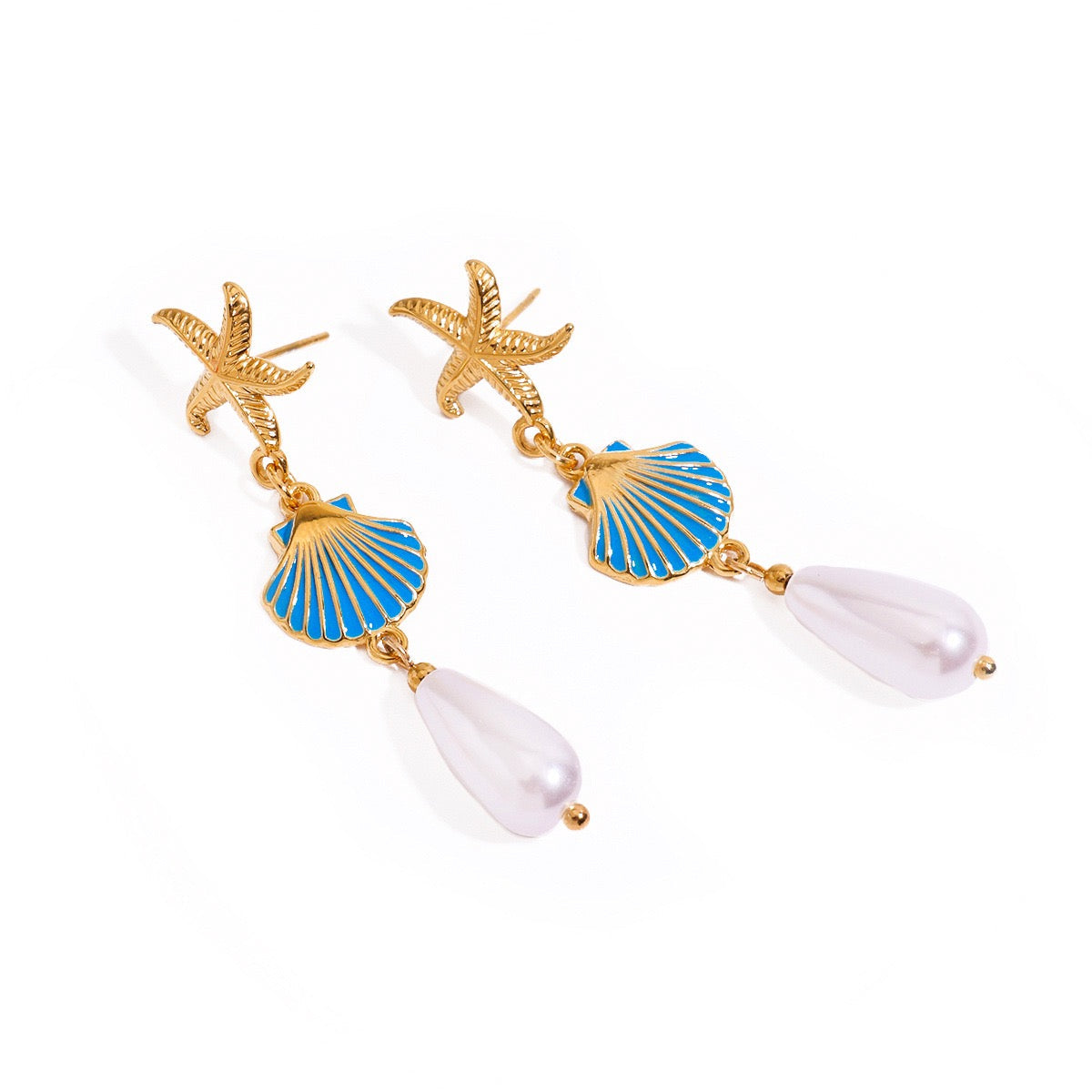 Pearly shell starfish earrings