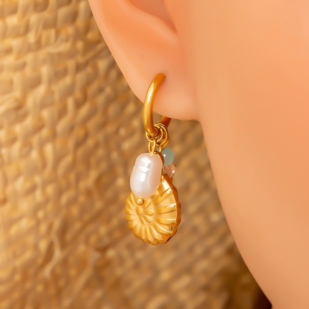 Pearly shell starfish earrings collection