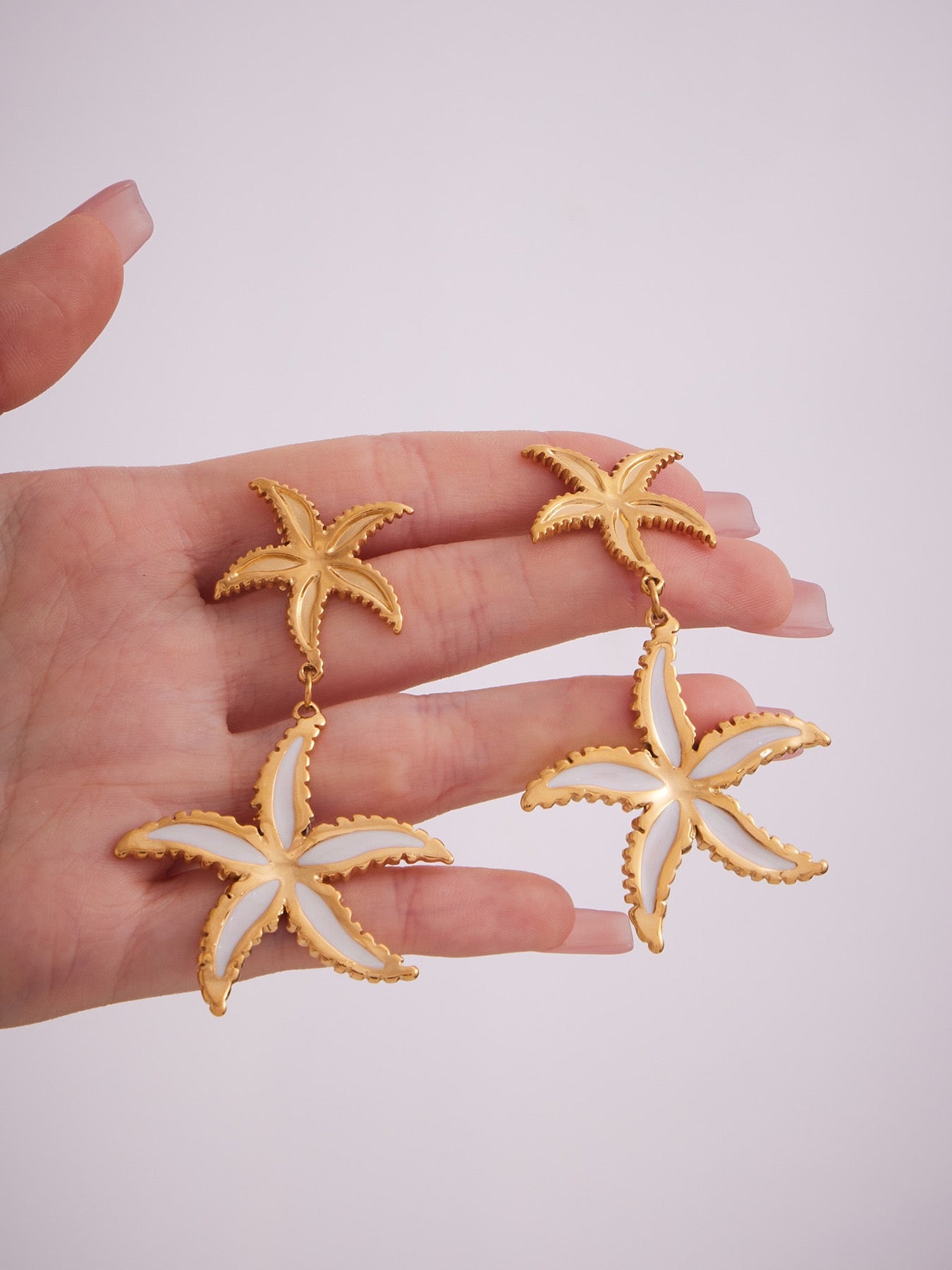 White starfish earrings