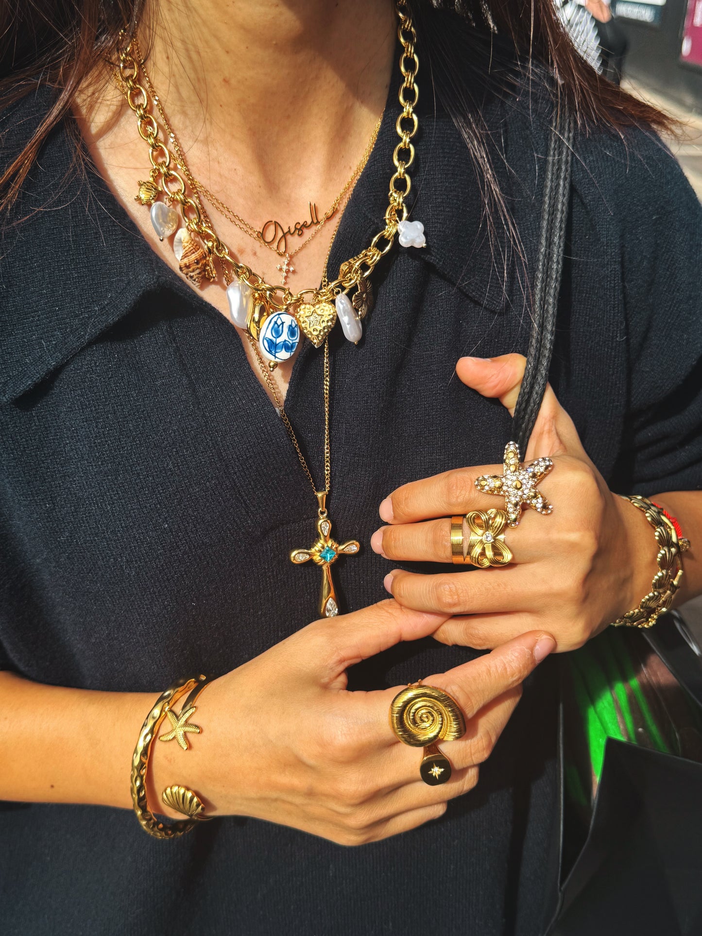 Crisa Blue cross necklace