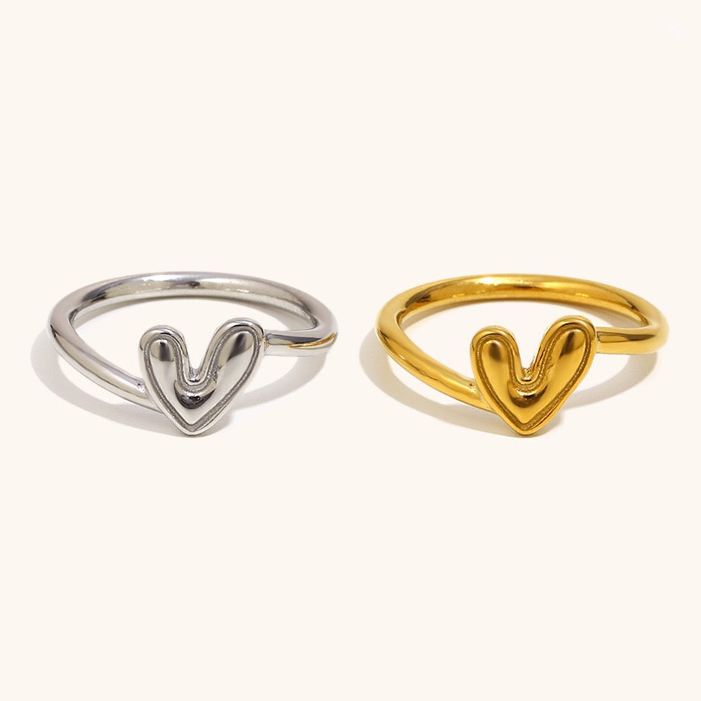 Minimalist Heart Ring – Dainty Stainless Steel Ring