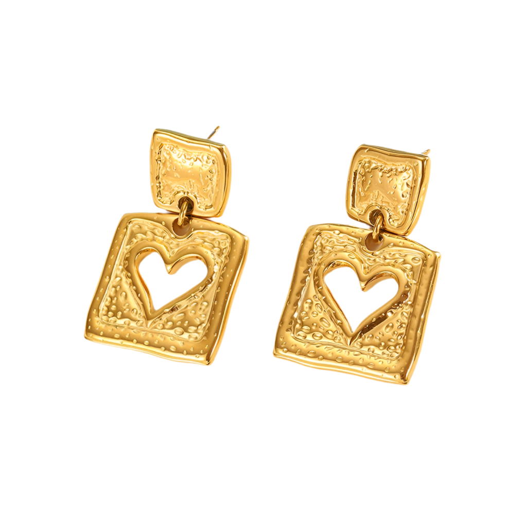 Heart charm earrings