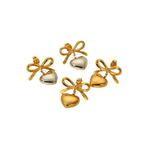 Bow heart earrings