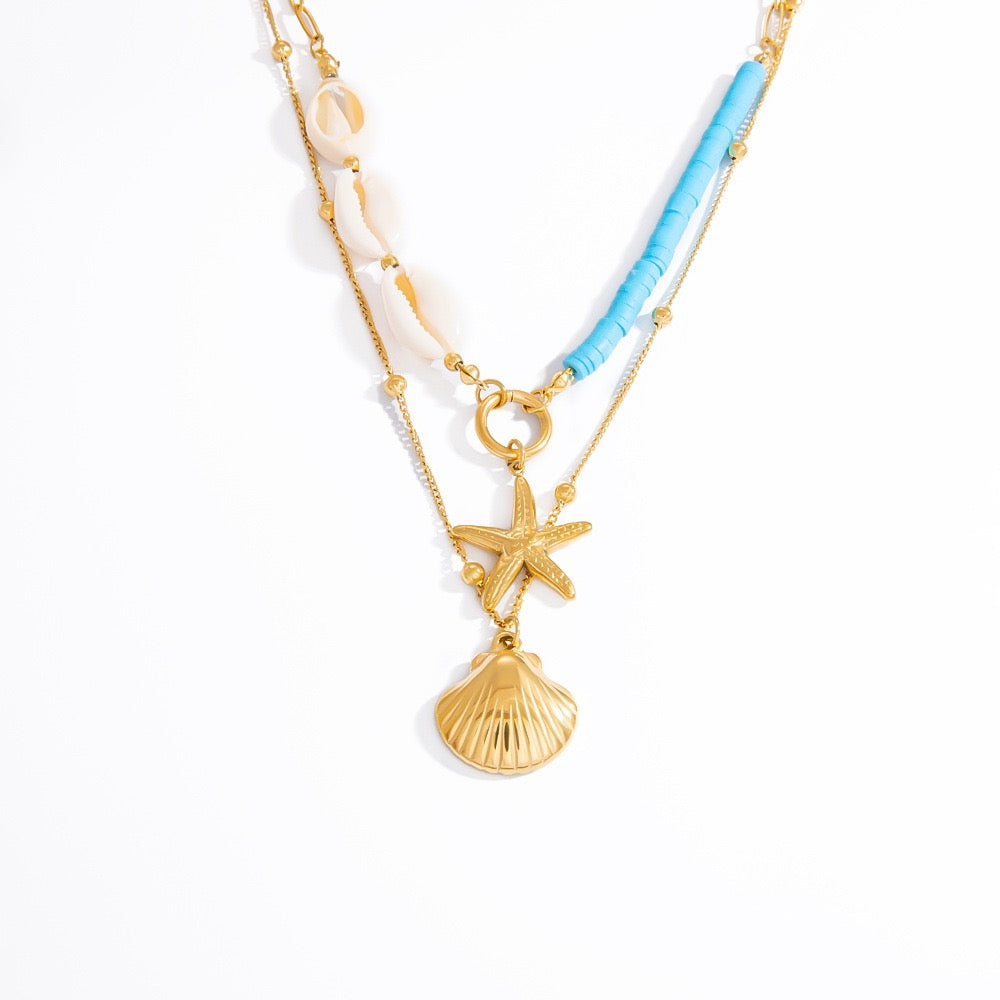 Big shell pendant charm necklace