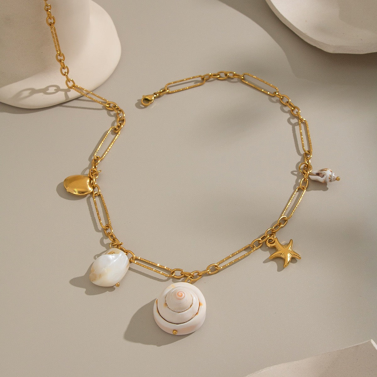 Natural shell charm necklace