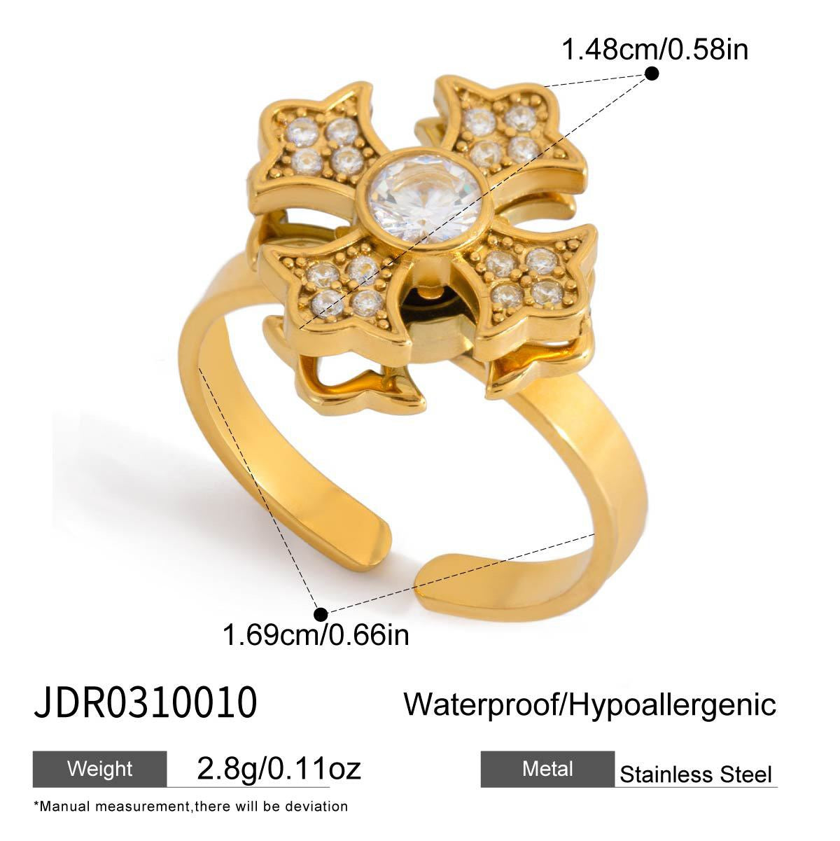 Floral Fidget Ring – Stainless Steel Spinner Ring